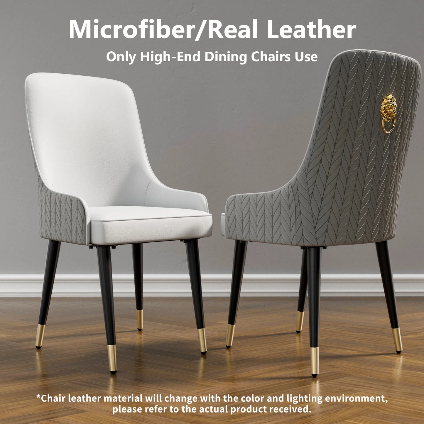 Modern PU Leather Dining Chairs Set of 2 with Metal Legs