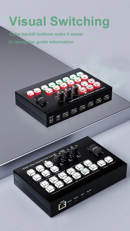 4K HDMI Video Mixer Switcher 4 Channel Live Streaming
