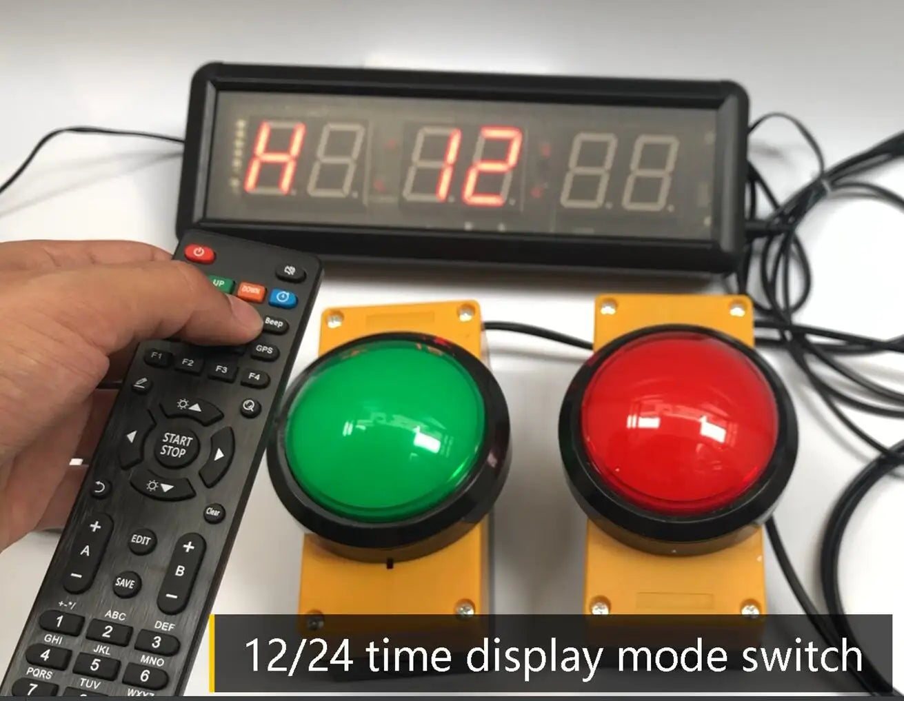 LED Sports Timer with 3 Push Buttons and Remote