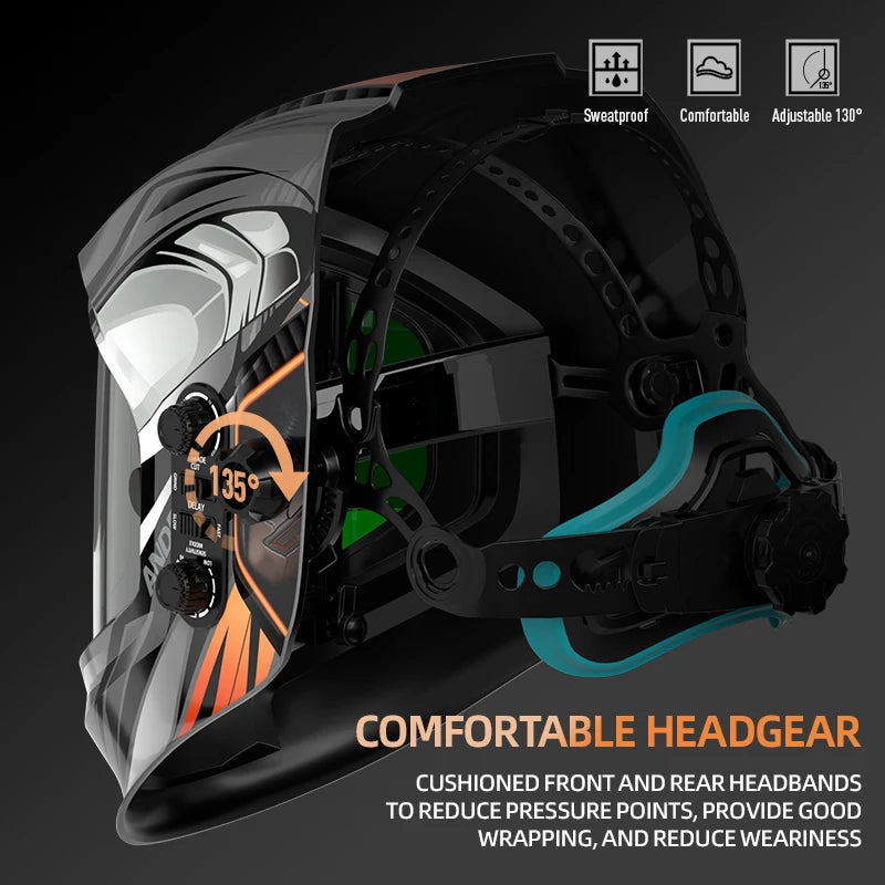 Solar Powered Welding Mask with 4 Arc Sensors