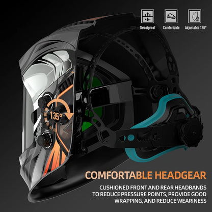 Solar Powered Welding Mask with 4 Arc Sensors