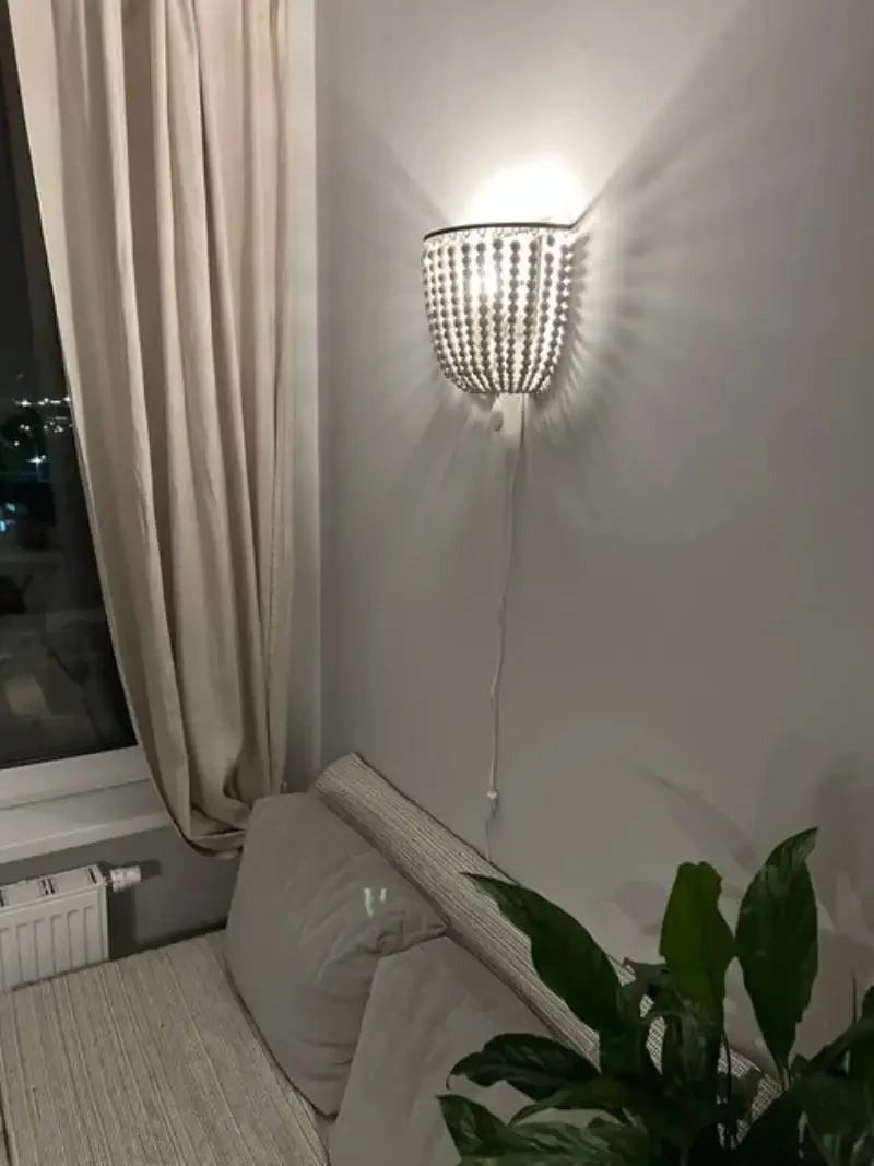 Industrial White Bead Wall Lamp E14 Retro Style