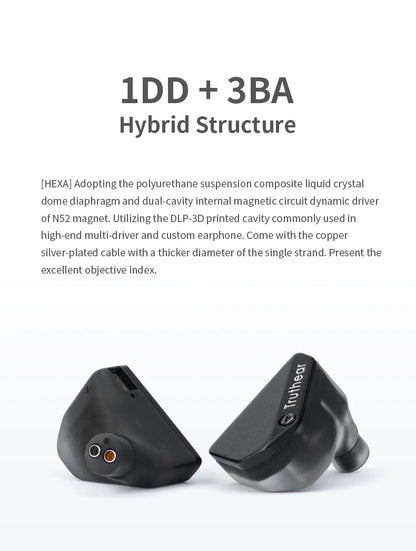 Hybrid Earphones 1DD+3BA with Detachable 0.78mm Cable
