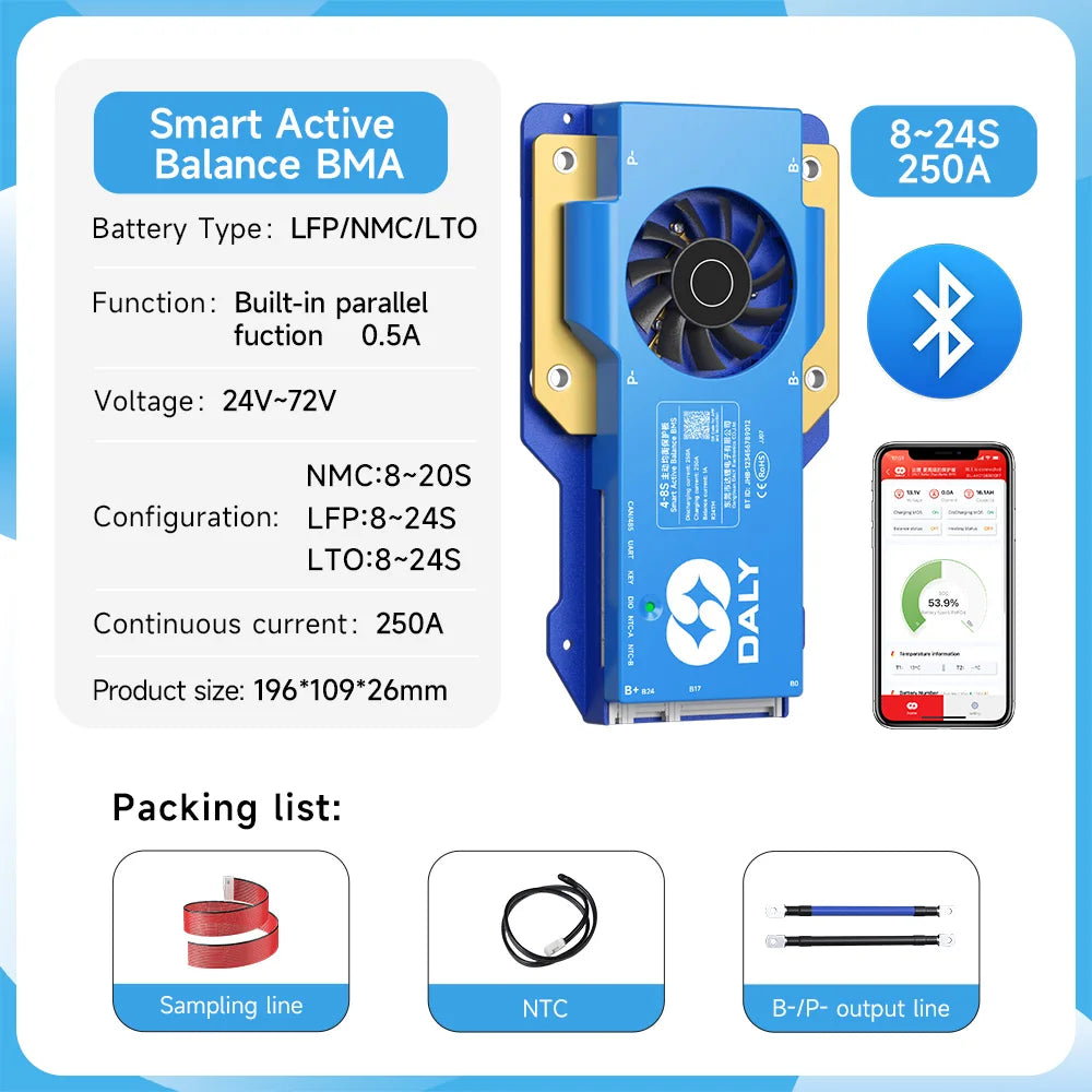 250A 8-24S Bluetooth BMS for Lithium Batteries