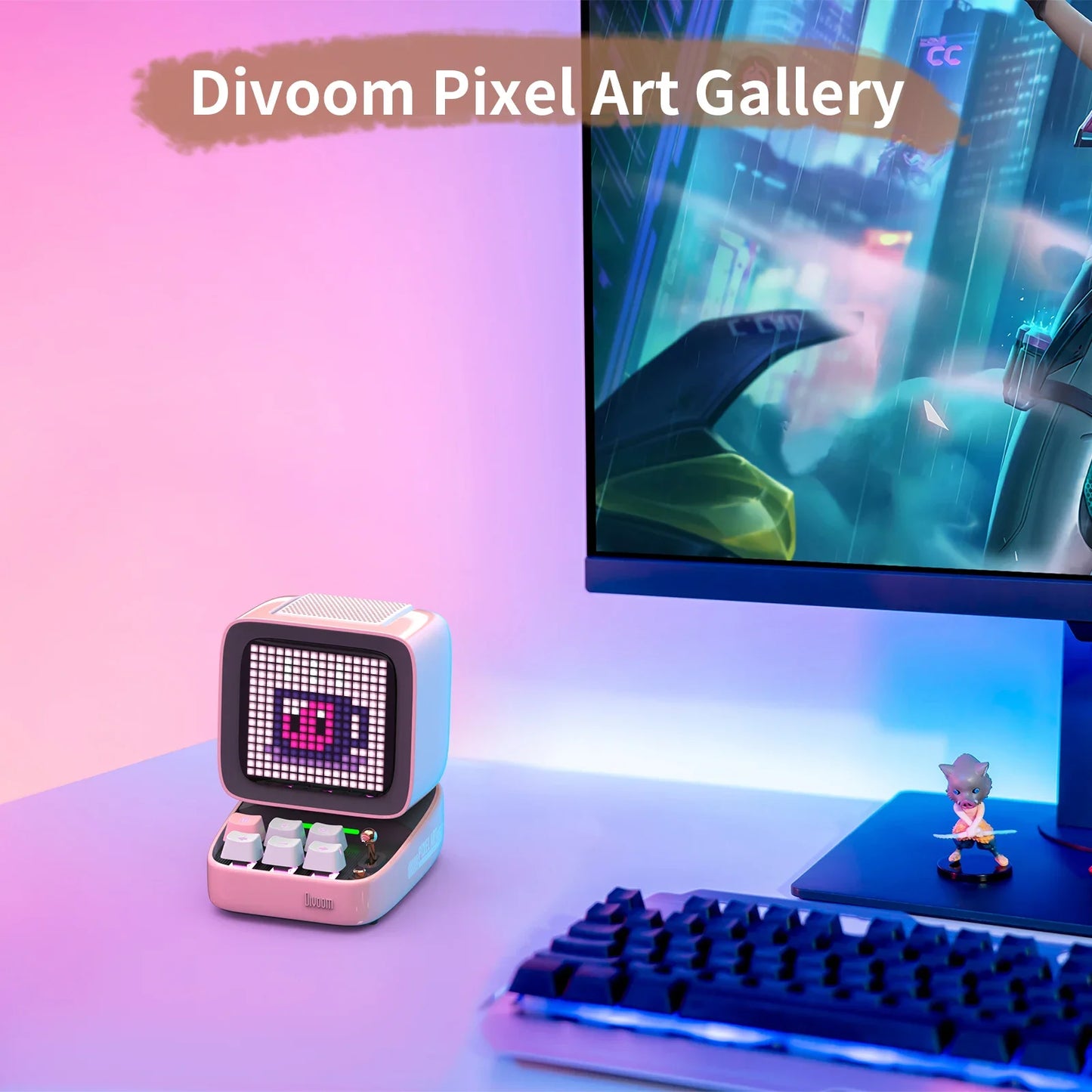 DIY LED Pixel Art Speaker with Cute Home Display Pink