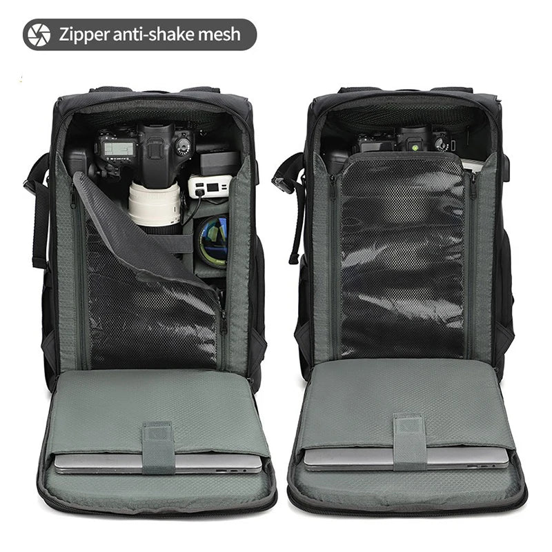 Waterproof Grey SLR Camera Bag Large Capacity Shoulder Backpack