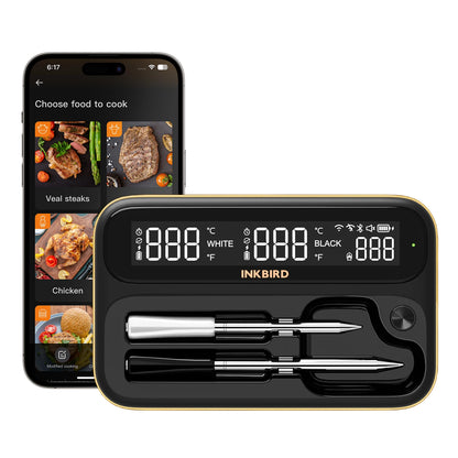 Dual Mode Wireless Meat Thermometer with Waterproof Probes