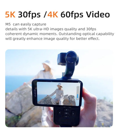 5K Pocket Vlogging Camera 3-Axis Stabilization Face Tracking
