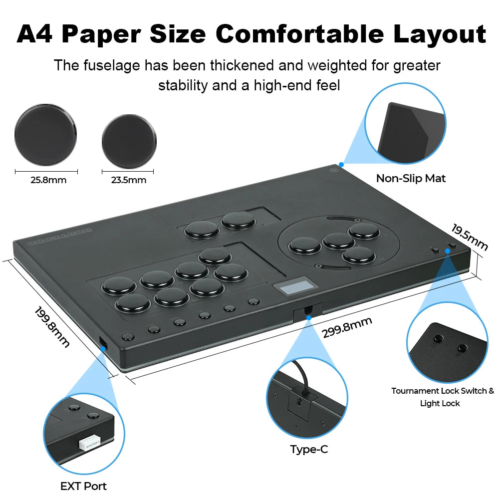 Aluminium Leverless Hitbox Arcade Controller for PC/PS5