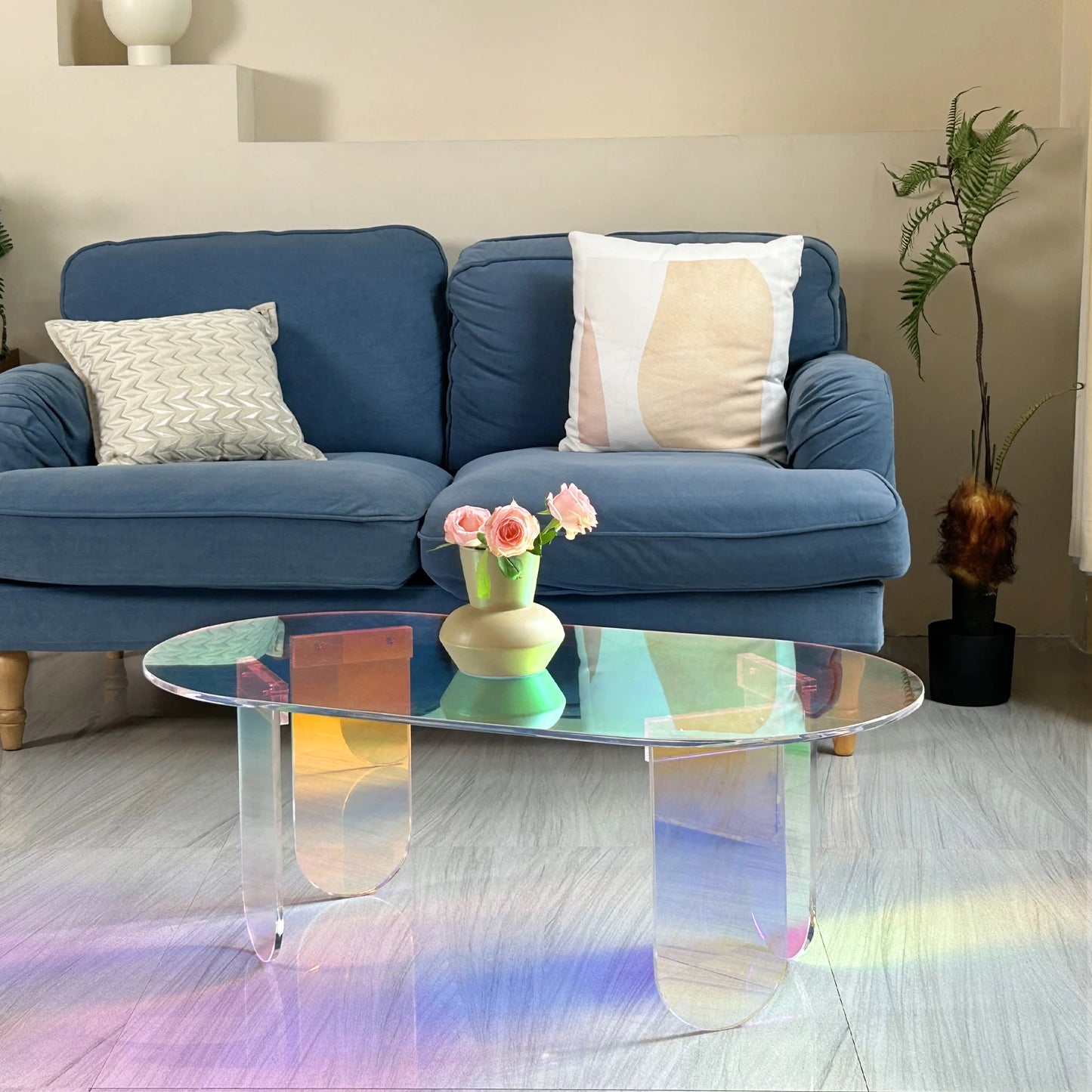 Iridescent Acrylic Coffee Table 95cm Modern Side Table