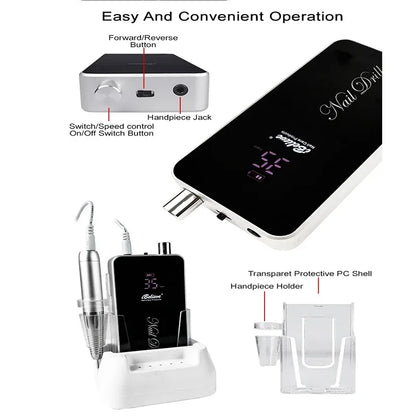 Portable TP322 Silver Cordless Nail Polishing and Sanding Machine