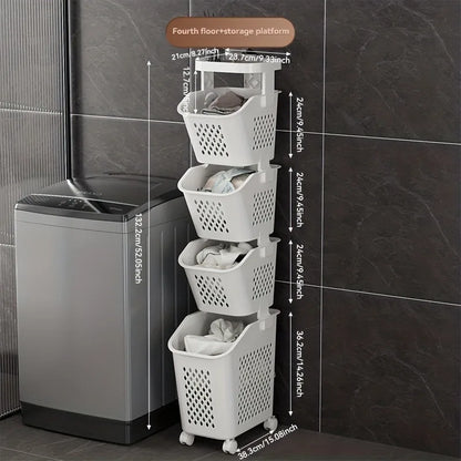 Multilayer Laundry Basket with Wheels for Home Storage