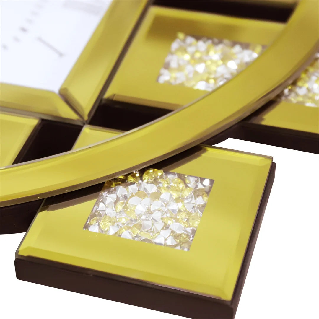 60cm Crushed Crystal Diamond Wall Clock Gold Decor