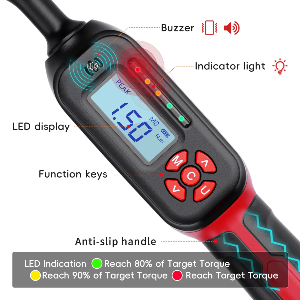 Precision Digital Torque Wrench ±2% Accuracy with Buzzer