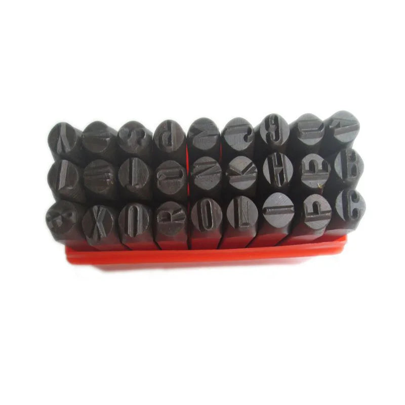36-Piece 10mm Metal Alphabet & Number Punch Set