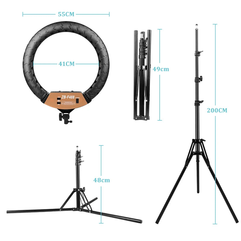 22-Inch LED Ring Light with Adjustable Brightness and Color