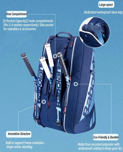 Professional 6-Racket Tennis Bag with Thermal Protection