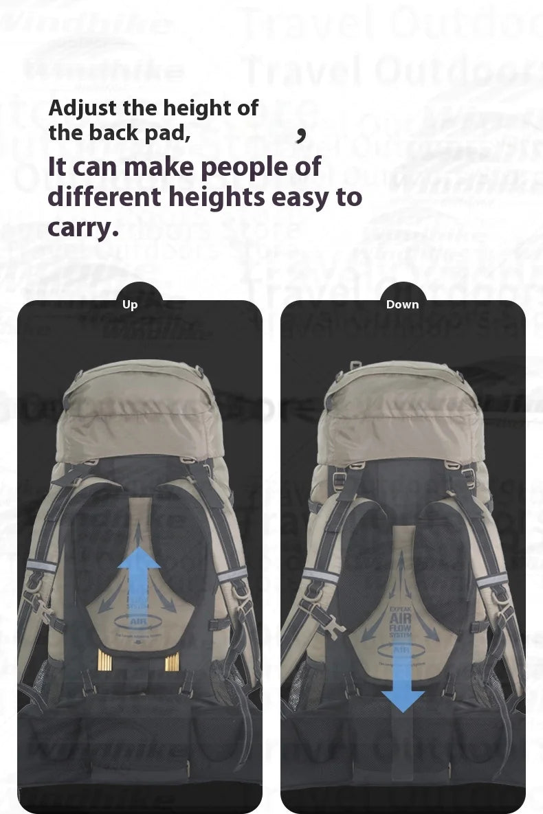 70L Waterproof Hiking Backpack with Rain Cover Blue