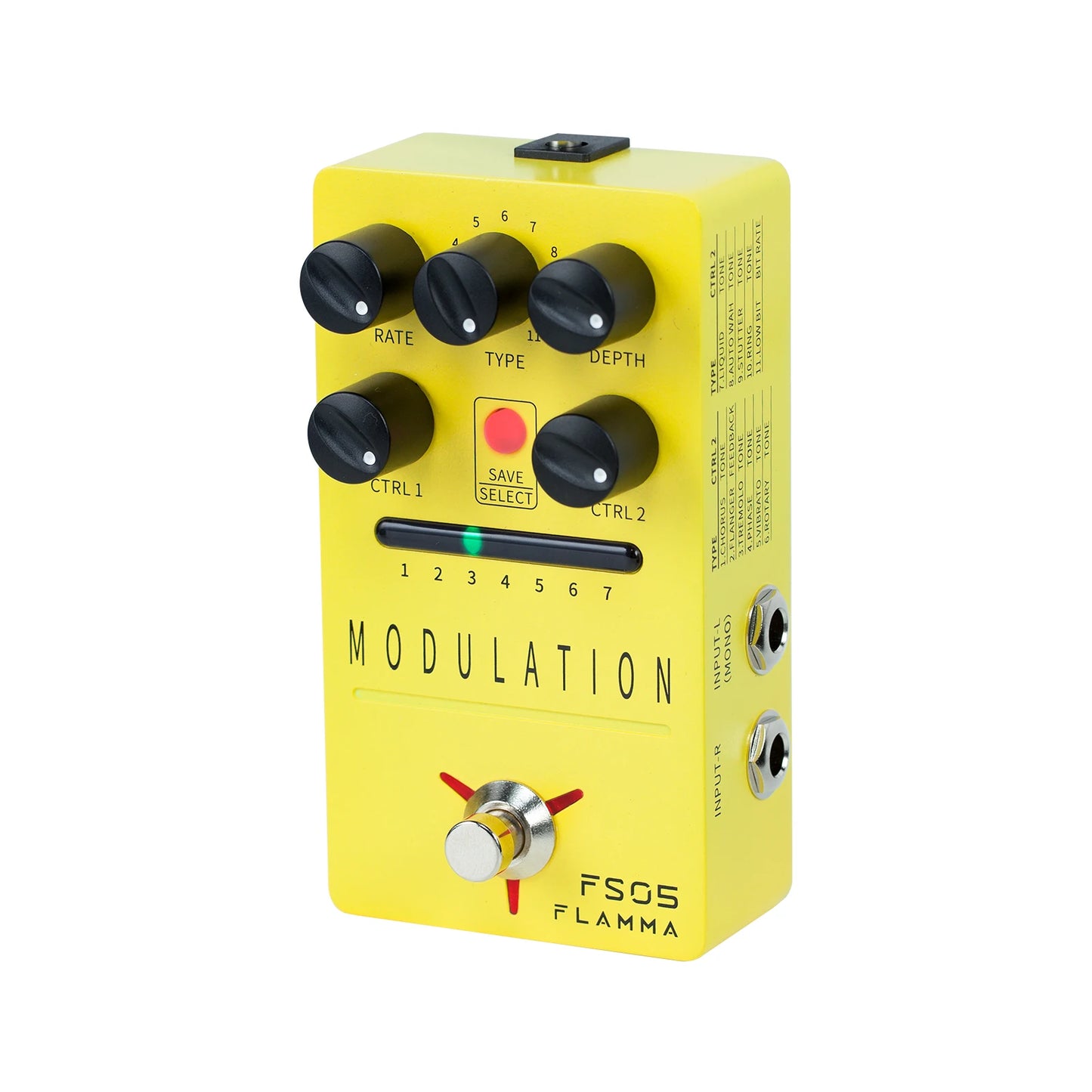 Stereo Digital Guitar Effects Pedal with 11 Modulation Modes