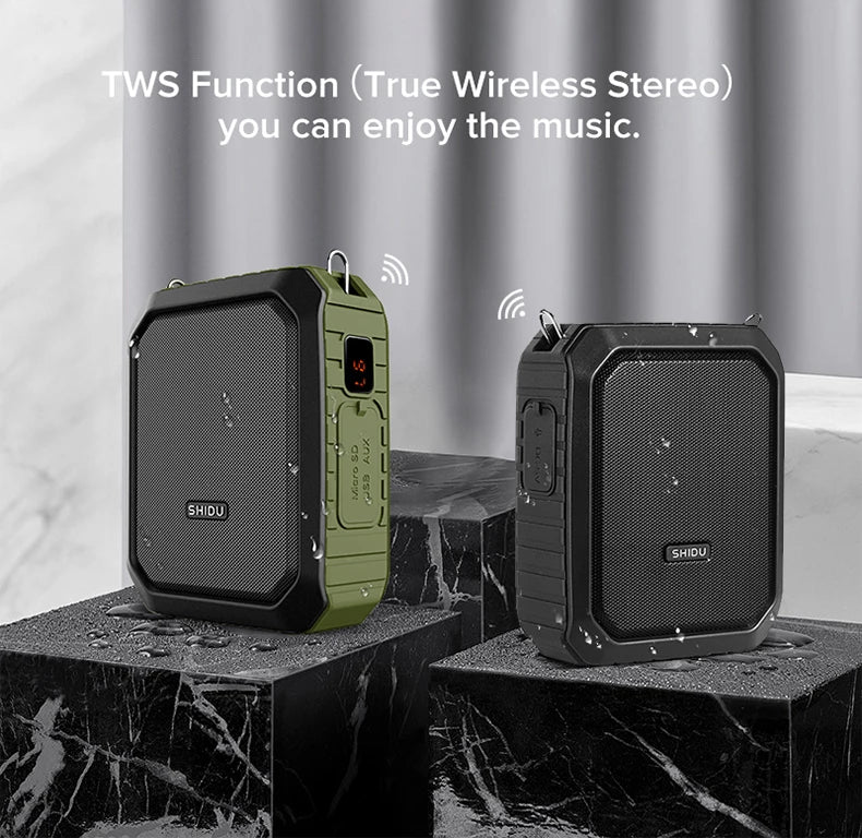 Rechargeable Voice Amplifier with Wired Mic Bluetooth Black