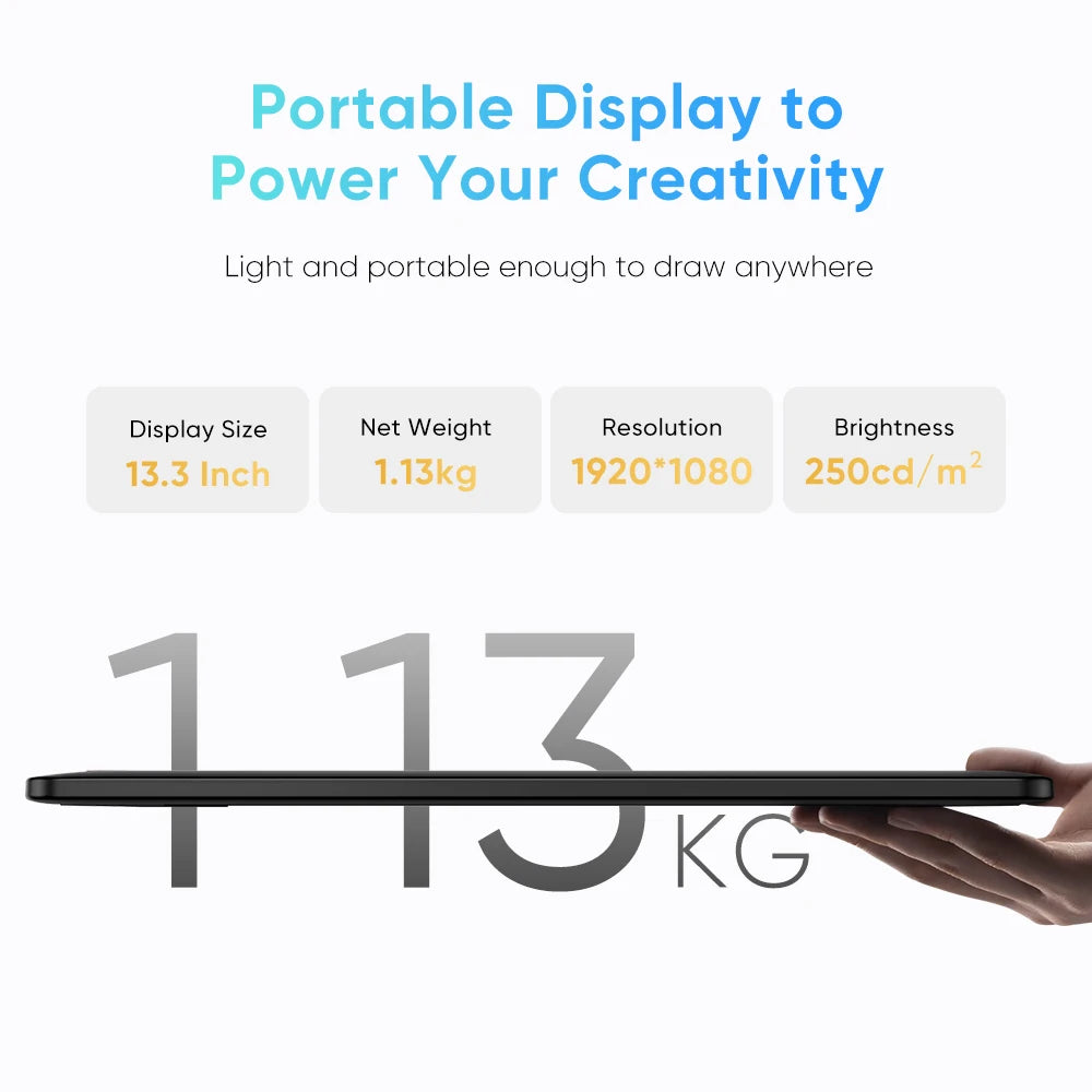 13.3 Inch Graphic Drawing Tablet with Pen and Roller Wheel