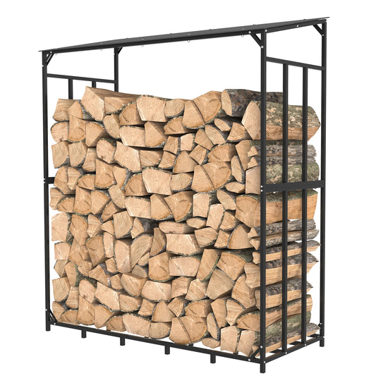 Heavy Duty Outdoor Firewood Rack with Weatherproof Cover