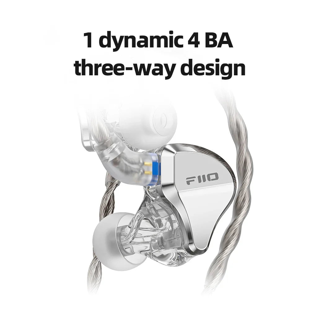 JH5 Silver 1DD+4BA Hi-Res Audio Detachable Earbuds
