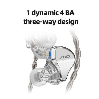 JH5 Silver 1DD+4BA Hi-Res Audio Detachable Earbuds