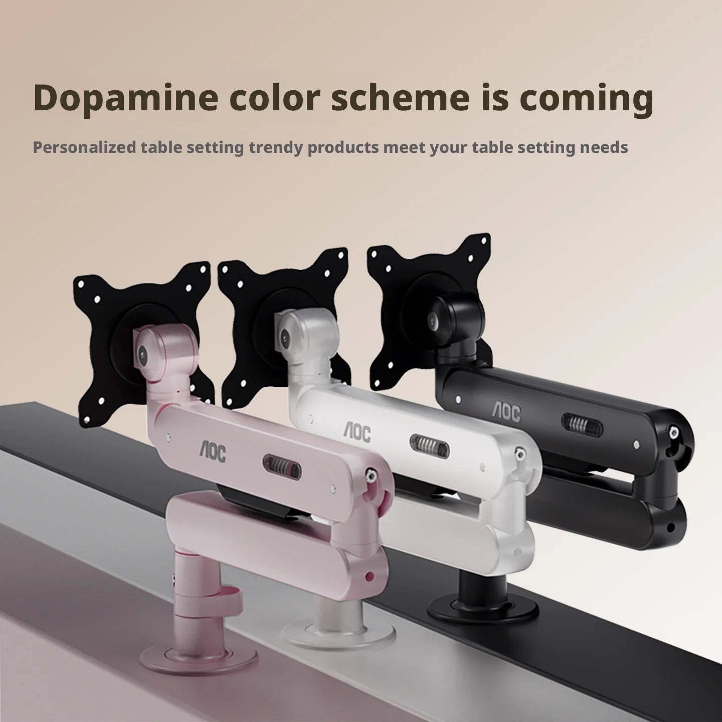 Ergonomic White Monitor Arm Adjustable Desktop Holder