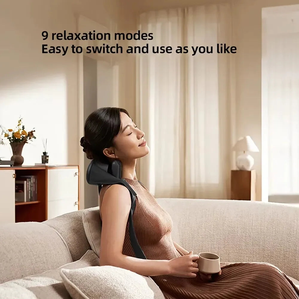 Rechargeable Neck Massager with Custom Modes and Hot Compress