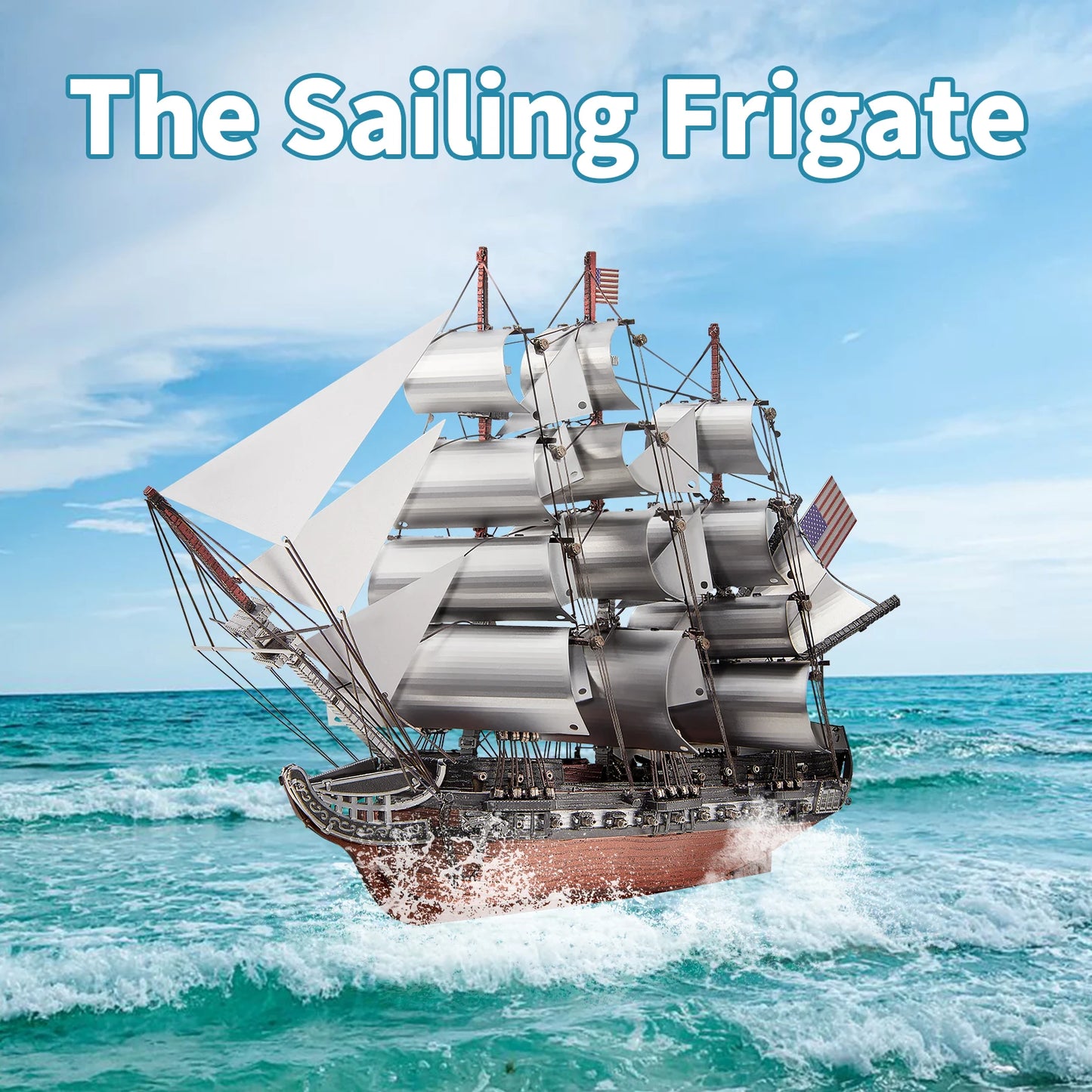 DIY 3D Metal Frigate Boat Puzzle Brain Teaser Kit