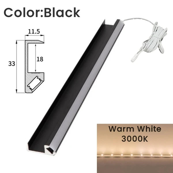 100cm Warm White LED Bar Lights Black 10-Pack
