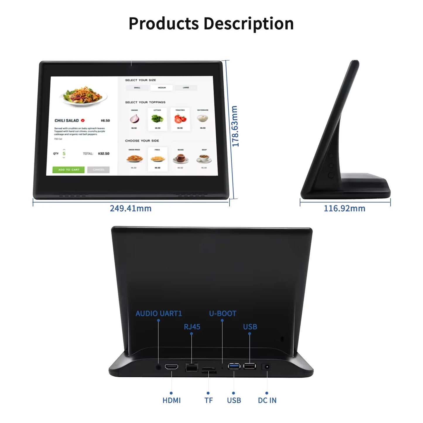 10.1 Inch Desktop POS Kiosk 4G 32GB White