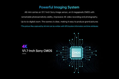 Compact 4K Gimbal Camera 8MP with 6x Digital Zoom