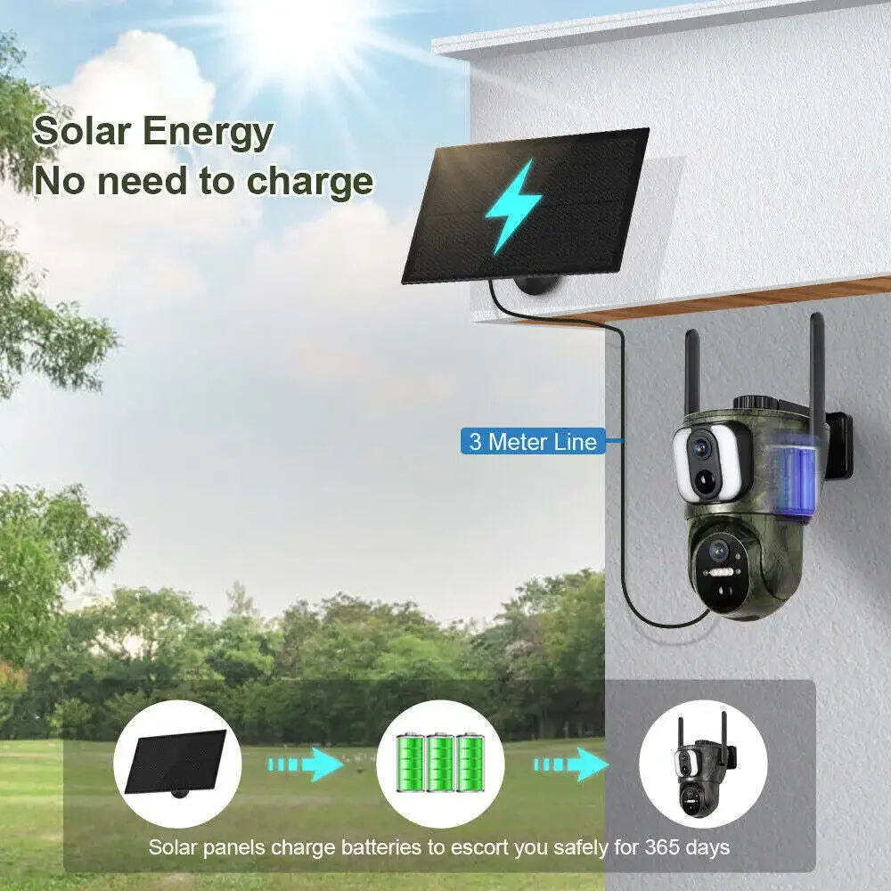 4K Dual Screen Solar Trail Camera with PIR Detection