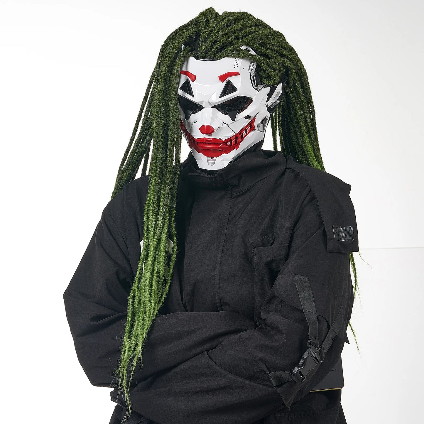 Halloween Cyberpunk Clown Mask with Braided Hair