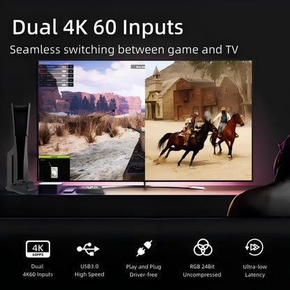 4K Dual Screen HDMI USB Capture Card Switcher