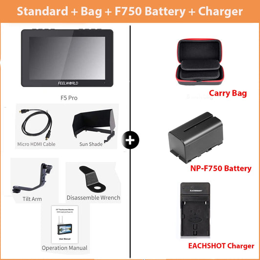 Camera Field Monitor Battery Charger with Carry Case