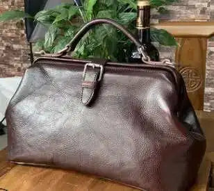 Women's Coffee Leather Doctor Bag Vintage Shoulder Crossbody