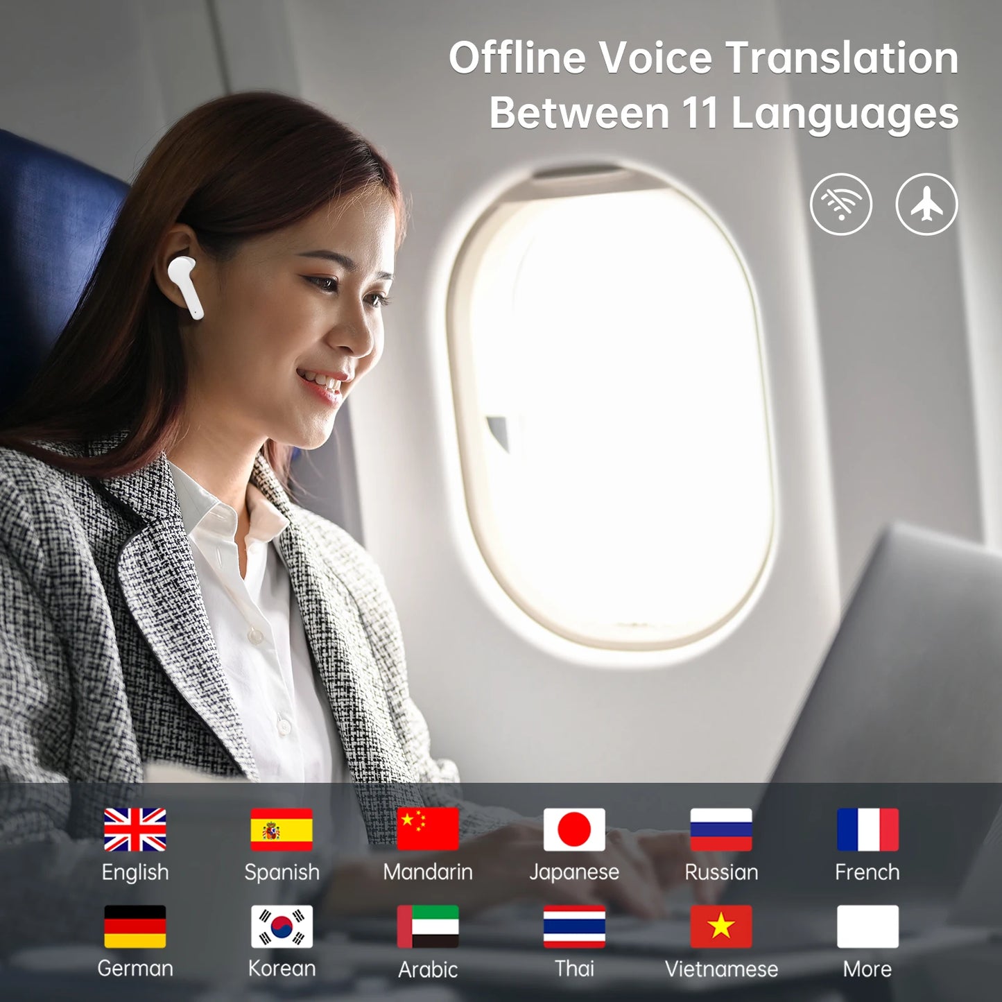 Smart Translator Earbuds Real-Time Voice 144 Languages