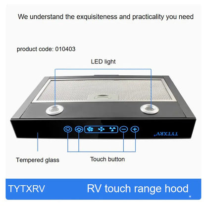Compact 12V Camper Range Hood Touch Control Small