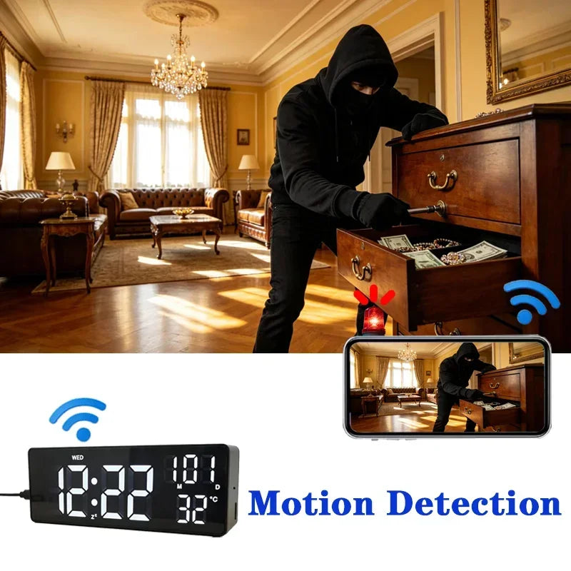 1080P WiFi Digital Clock Camera with App Control