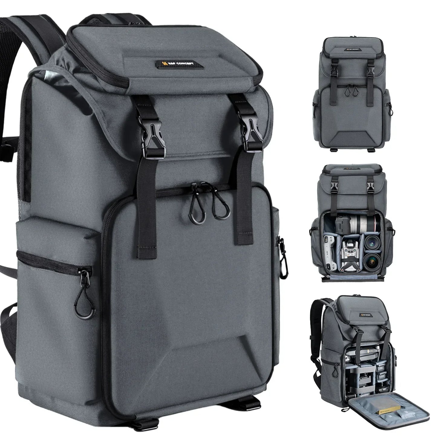 Gray 25L Camera Laptop Backpack for DSLR & Mirrorless