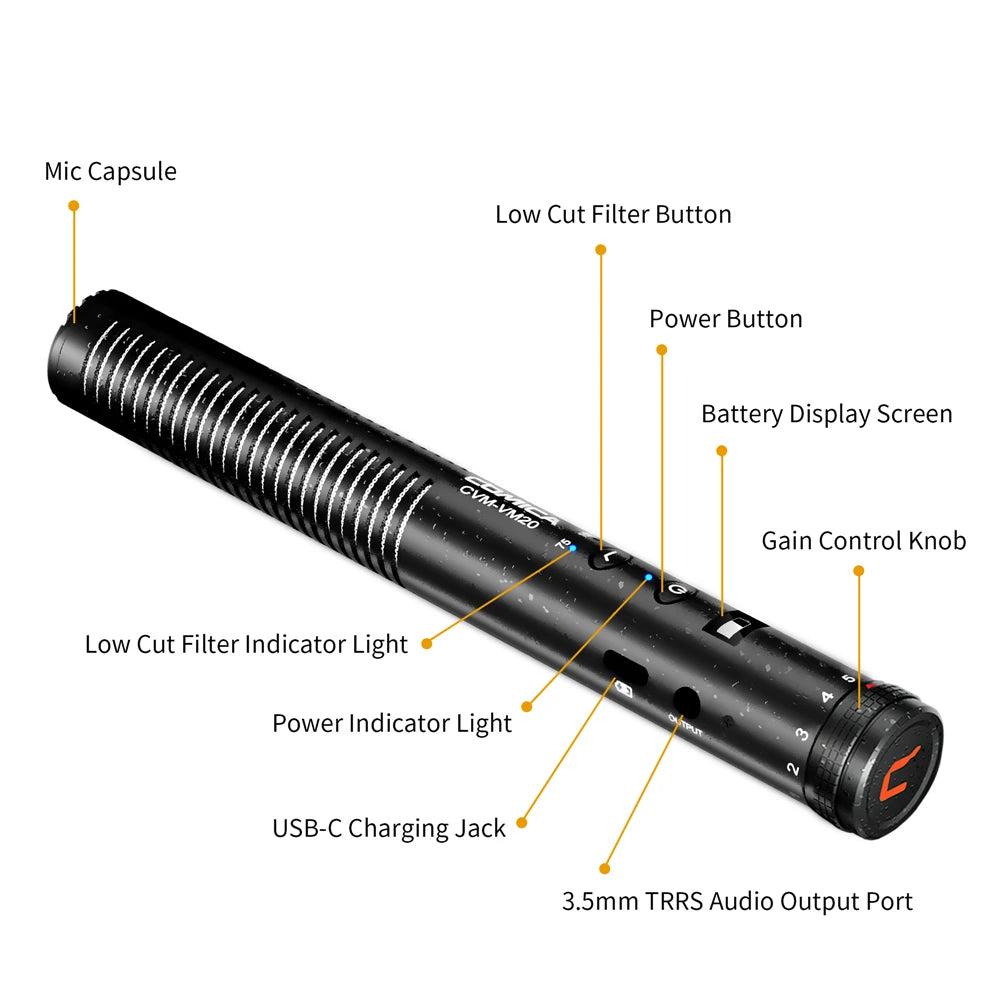 USB-C Shotgun Microphone for Smartphones and Laptops