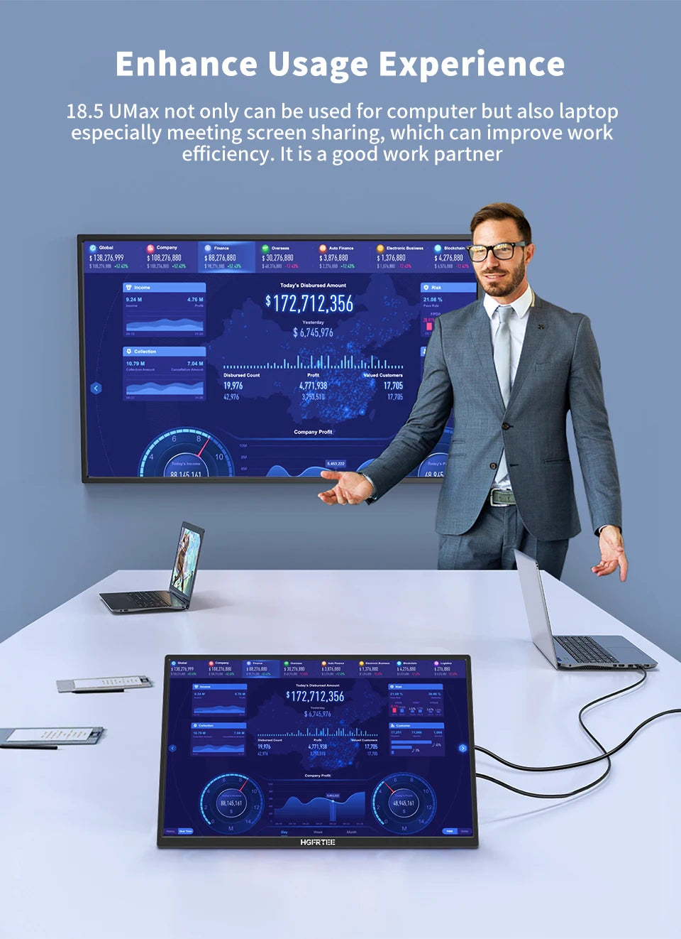 18.5" Portable Monitor with 100Hz HDR IPS Display