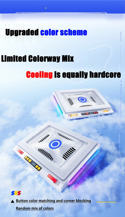Laptop Cooler Stand White Turbo Fan 2A1C USB Hub RGB