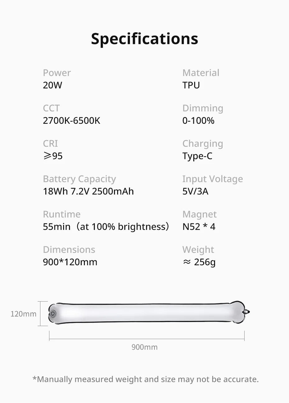 20W Portable Foldable Air Tube Light for Live Streaming