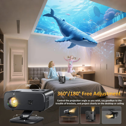 Portable 800 ANSI 1080P Mini Projector WiFi6 with Stand