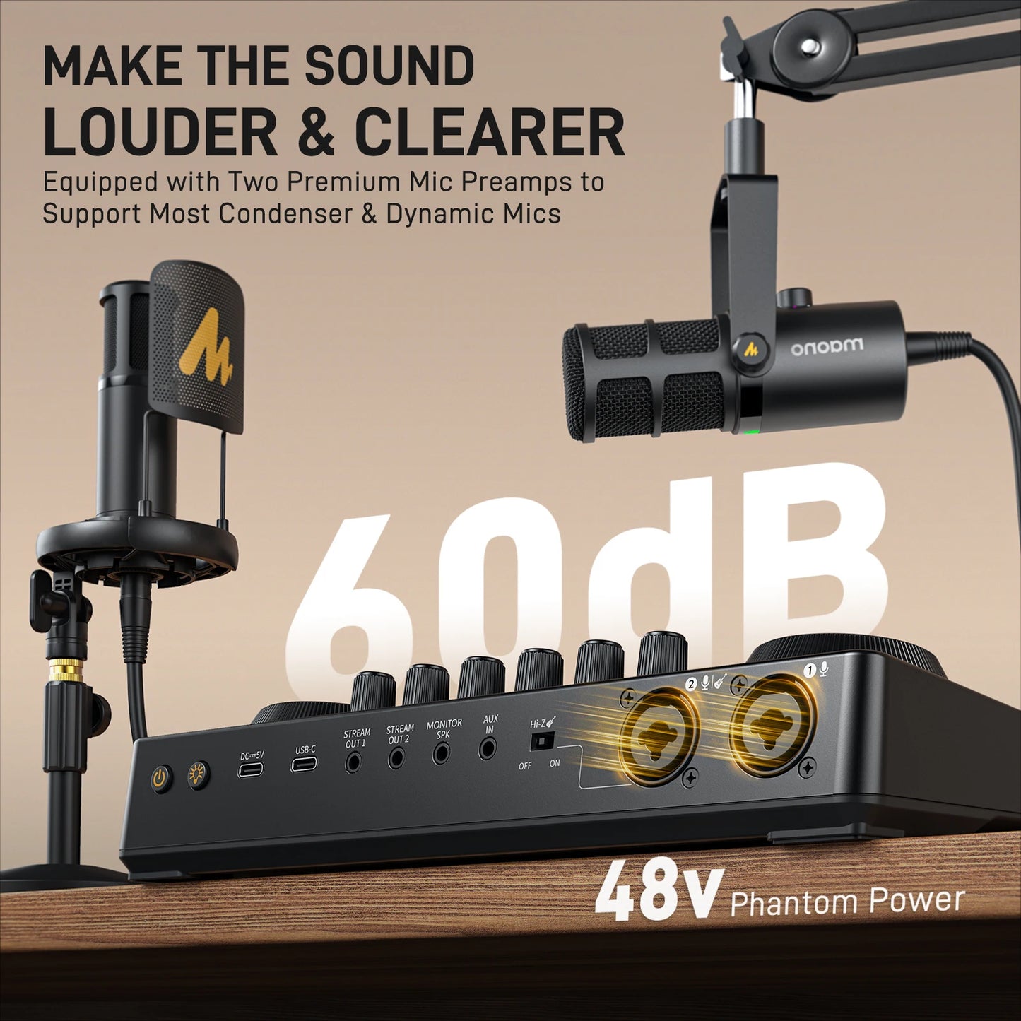 AME2 Compact Podcast Mixer with Pro Preamp Support