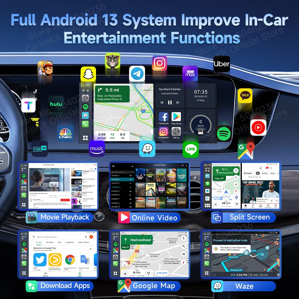 Car AI Box 8G+128G Android 13 GPS YouTube Ready
